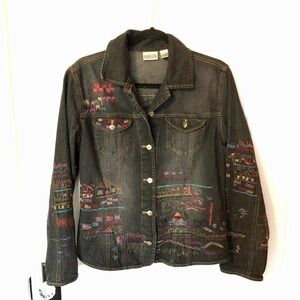 Chico's Embroidered Denim Shacket SZ M​​​​​​